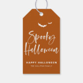 Verbrand Sinaasappel Spooky Halloween Brush Kallig Cadeaulabel (Achterkant)