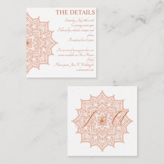 Verbrand Sinaasappel Sunrise Mandala Summer Herfst Informatiekaartje (Voorkant / Achterkant)