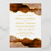 Verbrand Sinaasappel Terracotta Agaat Marmer Bruil Folie Uitnodiging (Voorkant)