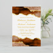 Verbrand Sinaasappel Terracotta Agaat Marmer Bruil Folie Uitnodiging (Staand Voorkant)