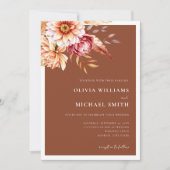 Verbrand Sinaasappel Terracotta Boho Chic Bloemen  Kaart (Voorkant)