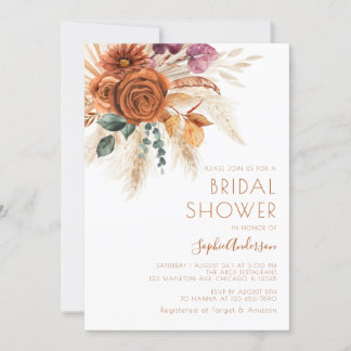 Verbrand Sinaasappel Terracotta Boho Pampas Grass  Kaart