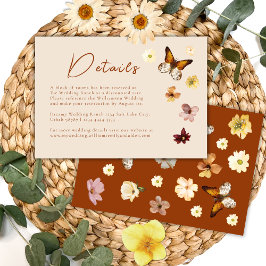 Verbrand Sinaasappel Terracotta Boho Wedding Detai Informatiekaartje