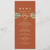 Verbrand Sinaasappel Terracotta Bruiloft Menu (Voorkant)