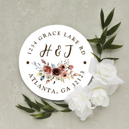 Verbrand Sinaasappel Terracotta Bruiloft Retouradr Ronde Sticker