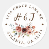 Verbrand Sinaasappel Terracotta Bruiloft Retouradr Ronde Sticker (Voorkant)