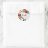 Verbrand sinaasappel terracotta monogram herfstbru ronde sticker (Tas)