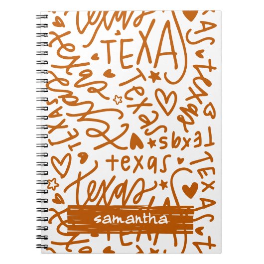 Verbrand Sinaasappel Texas Doodle Pattern Notitieboek (Voorkant)
