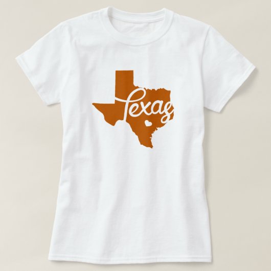 Verbrand Sinaasappel Texas Heart T-shirt (Design voorkant)