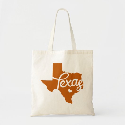 Verbrand Sinaasappel Texas Heart Tote Bag (Voorkant)
