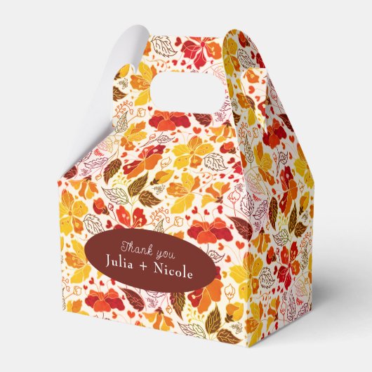 Verbrand Sinaasappel Tropische Hibiscus Bloemen Hu Bedankdoosjes (Voorkant Zijde)