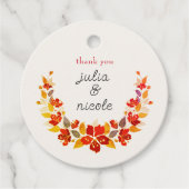 Verbrand Sinaasappel Tropische Hibiscus Bloemen Hu Bedankjes Labels (Voorkant)