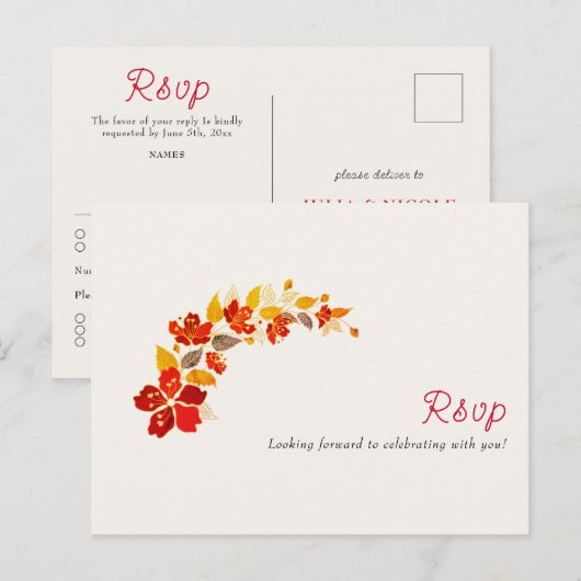 Verbrand Sinaasappel Tropische Hibiscus Bloemen Hu Briefkaart (Voorkant / Achterkant)