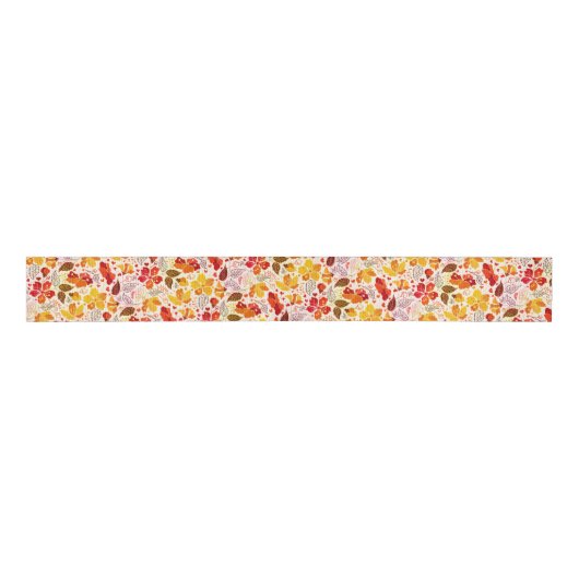 Verbrand Sinaasappel Tropische Hibiscus Bloemen Hu Grosgrain Lint (Voorkant)