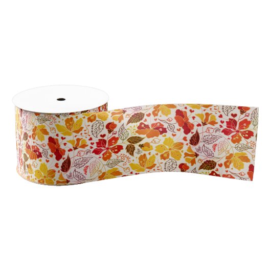 Verbrand Sinaasappel Tropische Hibiscus Bloemen Hu Grosgrain Lint (Spoel)