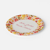 Verbrand Sinaasappel Tropische Hibiscus Bloemen Hu Papieren Bordje (Gekanteld)