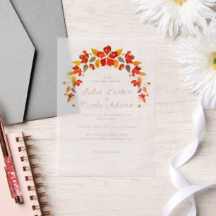 Verbrand Sinaasappel Tropische Hibiscus Bloemen Hu Vellum Uitnodigingen