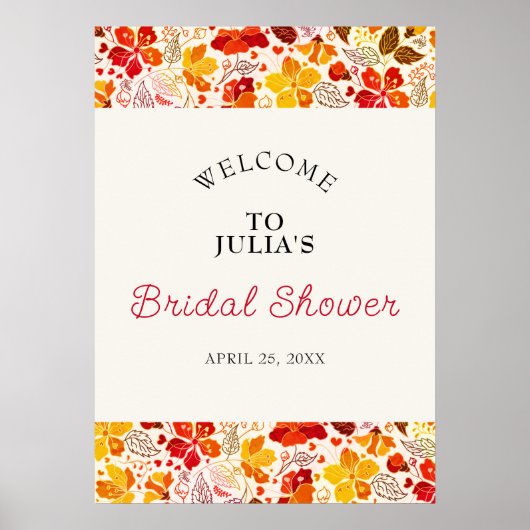 Verbrand Sinaasappel Tropische Hibiscus Flora Vrij Poster (Voorkant)