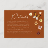 Verbrand Sinaasappel Wildflower Boho Wedding Detai Informatiekaartje (Voorkant)