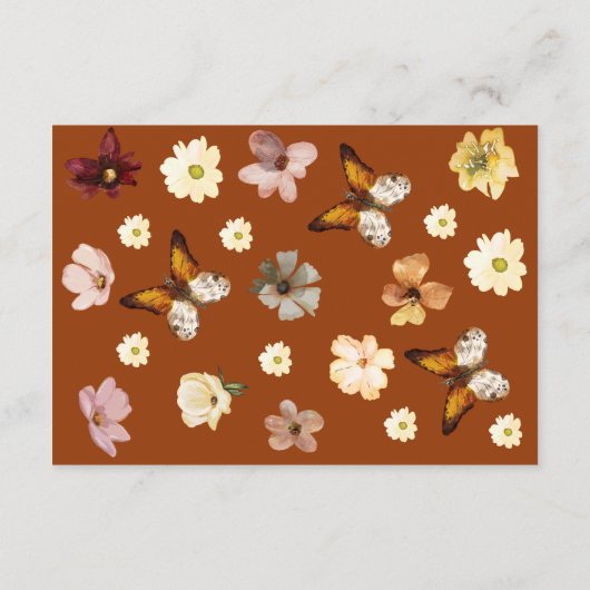 Verbrand Sinaasappel Wildflower Boho Wedding Detai Informatiekaartje (Achterkant)