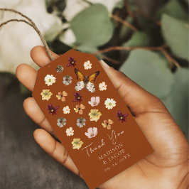 Verbrand Sinaasappel Wildflower Boho Wedding Favor Cadeaulabel