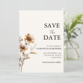 Verbrand Sinaasappel Wildflower Bruiloft Bewaar de Kaart (Staand voorkant)
