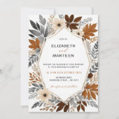 Verbrand Sinaasappel Wildflower Herfstbruiloft Kaart (Voorkant)