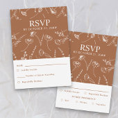 Verbrand Sinaasappel Wildflower Schets Bruiloft En RSVP Kaartje