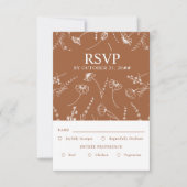 Verbrand Sinaasappel Wildflower Schets Bruiloft En RSVP Kaartje (Voorkant)