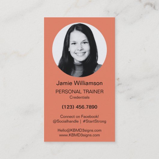 Verbrand Sinaasappel Wit Start Sterke Personal Tra Visitekaartje (Achterkant)