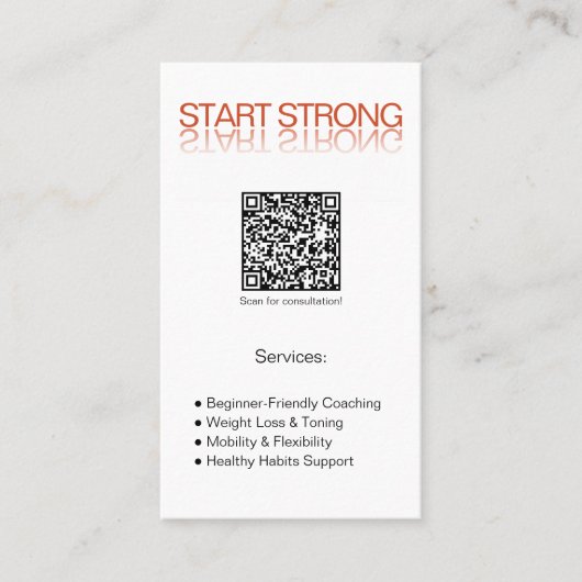 Verbrand Sinaasappel Wit Start Sterke Personal Tra Visitekaartje (Voorkant)