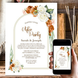 Verbrand Sinaasappel Witte Bloemboog Huwelijk na F Kaart