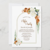 Verbrand Sinaasappel Witte Bloemboog Huwelijk na F Kaart (Voorkant)