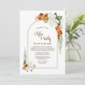 Verbrand Sinaasappel Witte Bloemboog Huwelijk na F Kaart (Staand voorkant)