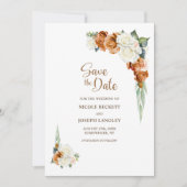 Verbrand Sinaasappel Witte Bloemen Trouwen Save th The Date (Voorkant)