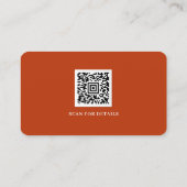 Verbrand Sinaasappel Witte Logo QR Code Minimalist Visitekaartje (Achterkant)