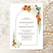 Verbrand Sinaasappel Witte Rose Bloemenboog bruilo Kaart