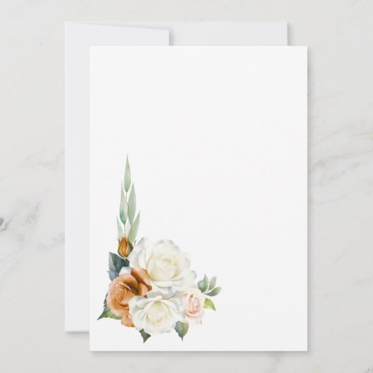 Verbrand Sinaasappel Witte Rose Bloemenboog bruilo Kaart (Achterkant)