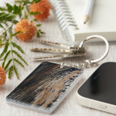 Verbrand textuur van boom bast sleutelhanger (Voorkant Rechts)