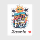 Verbrand, Zout en Gelukkig – Retro Strand Vibe Sticker (Vel)