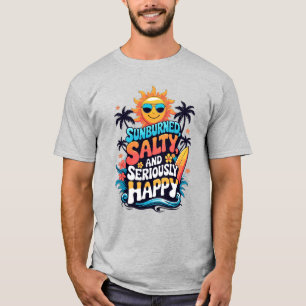 Verbrand, Zout en Gelukkig – Retro Strand Vibe T-shirt