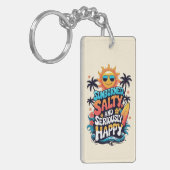 Verbrand, Zout en Gelukkig – Retro Strand Vibes Sleutelhanger (Voorkant Links)