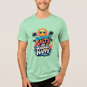 Verbrand, Zout en Gelukkig – Retro Strand Vibes Tri-Blend Shirt