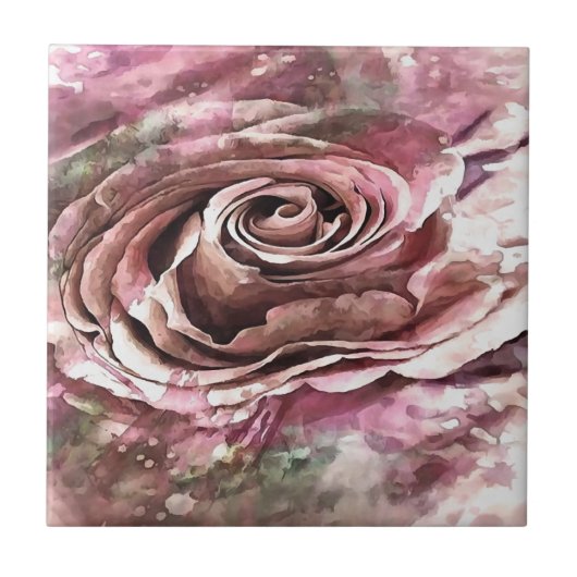 Verbrandd koraal en woestijnvormig Roos Tegeltje (Voorkant)