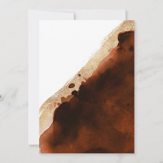 Verbrandd Oranje koper en gouden Waterverf bruilof Kaart (Achterkant)