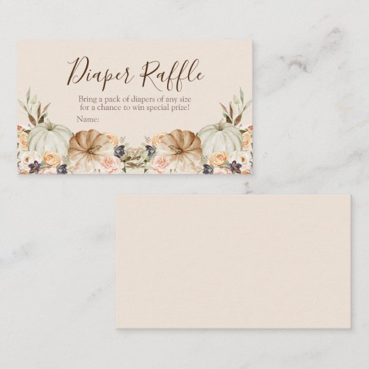 Verbrandd oranje pompoenBaby shower - Luieraffle Informatiekaartje (Voorkant / Achterkant)