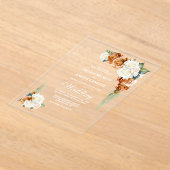 Verbrandd Oranje Roos Acryl Uitnodigingen (Laagn)