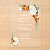 Verbrandd Oranje Roos Acryl Uitnodigingen (Voorkant)