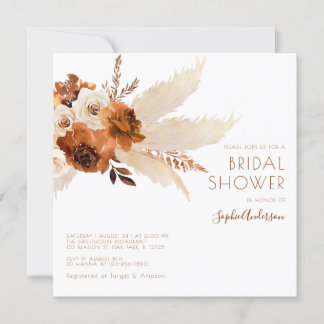 Verbrandd Sinaasappel Boho Pampas Grass Vrijgezell Kaart