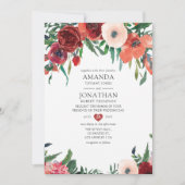 Verbrandd Sinaasappel en blush Floral Wedding Kaart (Voorkant)
